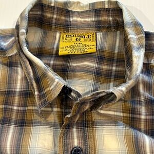 Men’s Double G Cotton plaid button front shirt